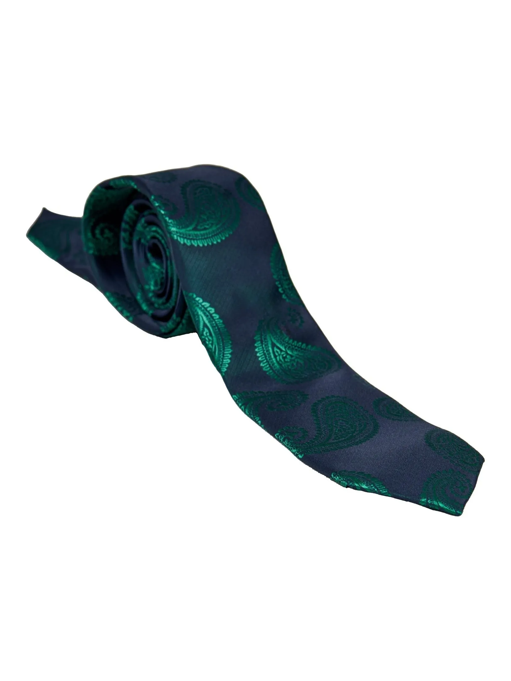 GREEN PAISLEY PRINT NECKTIE SET