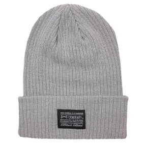 Label Ribbed Knit Beanie - Grey