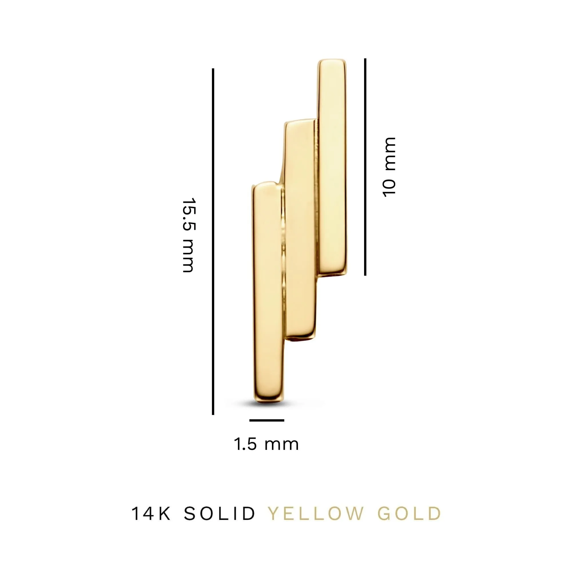 Le Marais Rosalie 14 karat gold ear studs with 3 rods