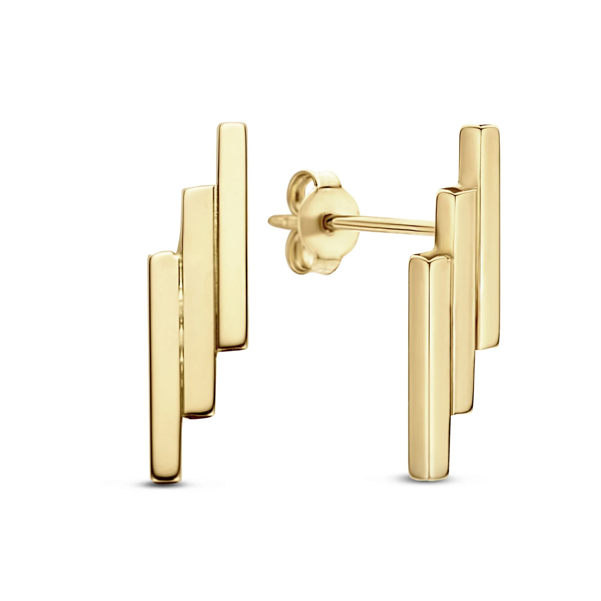 Le Marais Rosalie 14 karat gold ear studs with 3 rods