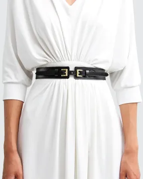 London Fog Leather Waist Belt - Black