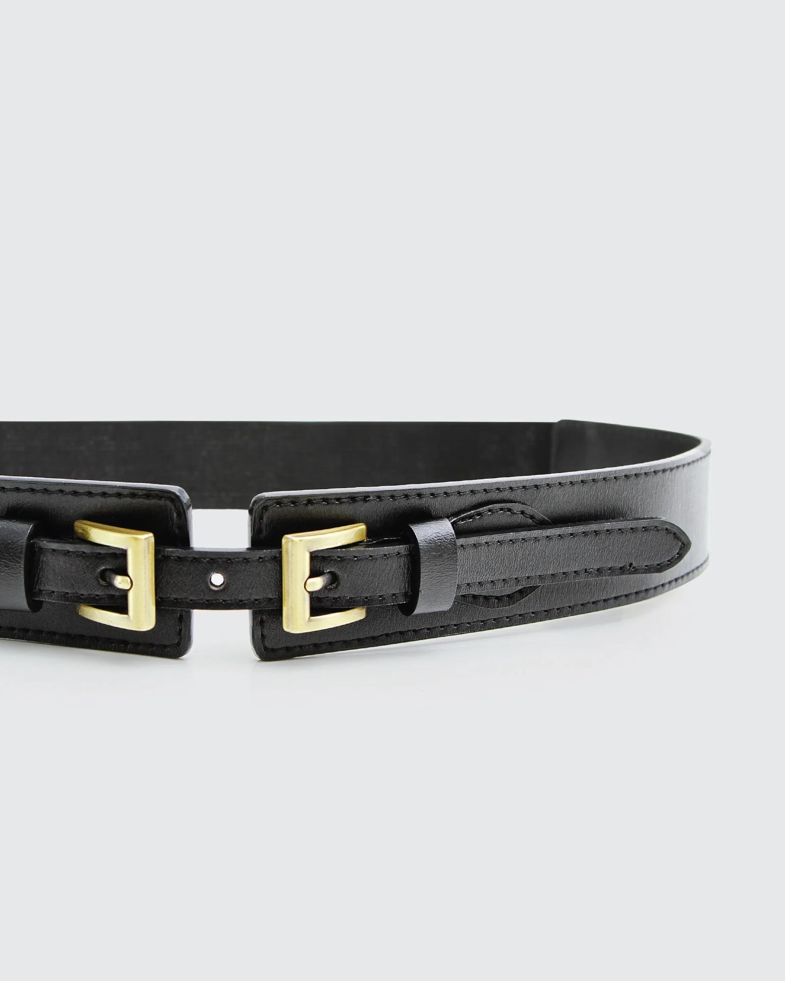 London Fog Leather Waist Belt - Black