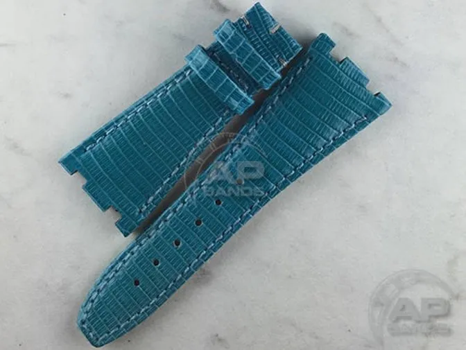 Lucertole Shiny Turquoise Lizard Leather Strap For Audemars Piguet Royal Oak Offshore