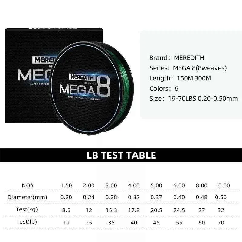 MEREDITH Brand MEGA 8X Fishing Line 150M