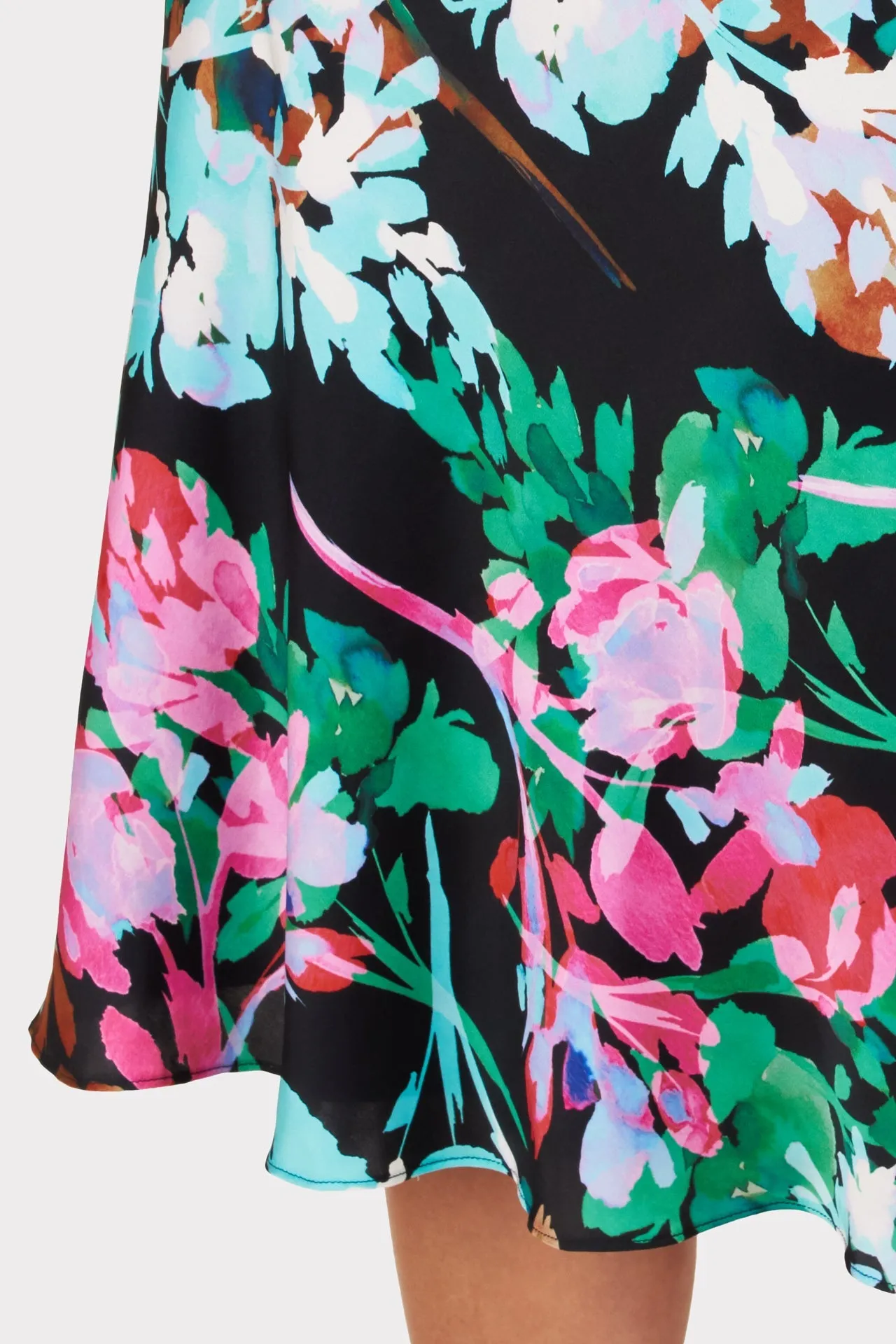 Neon Floral Silk Bias Skirt