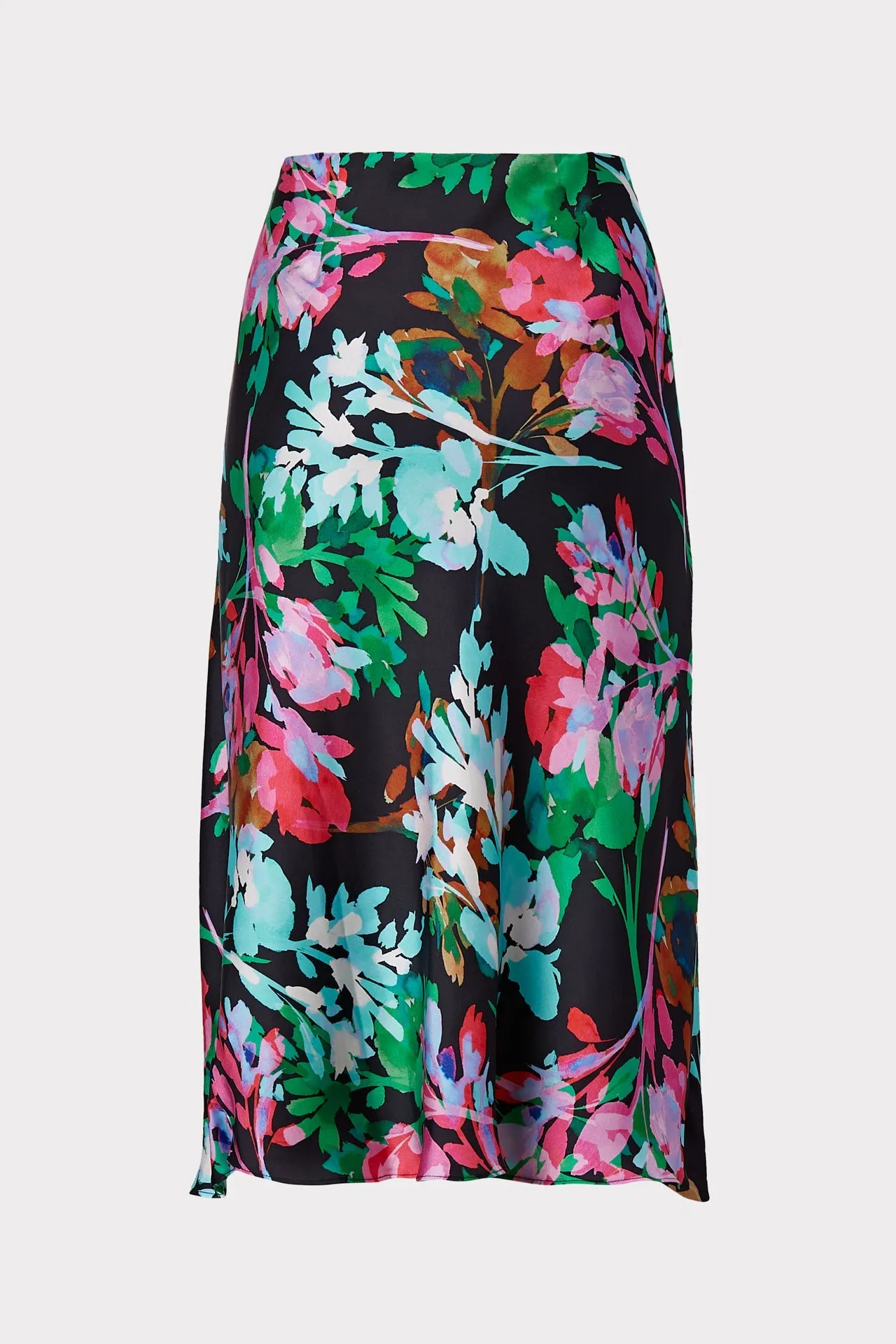 Neon Floral Silk Bias Skirt