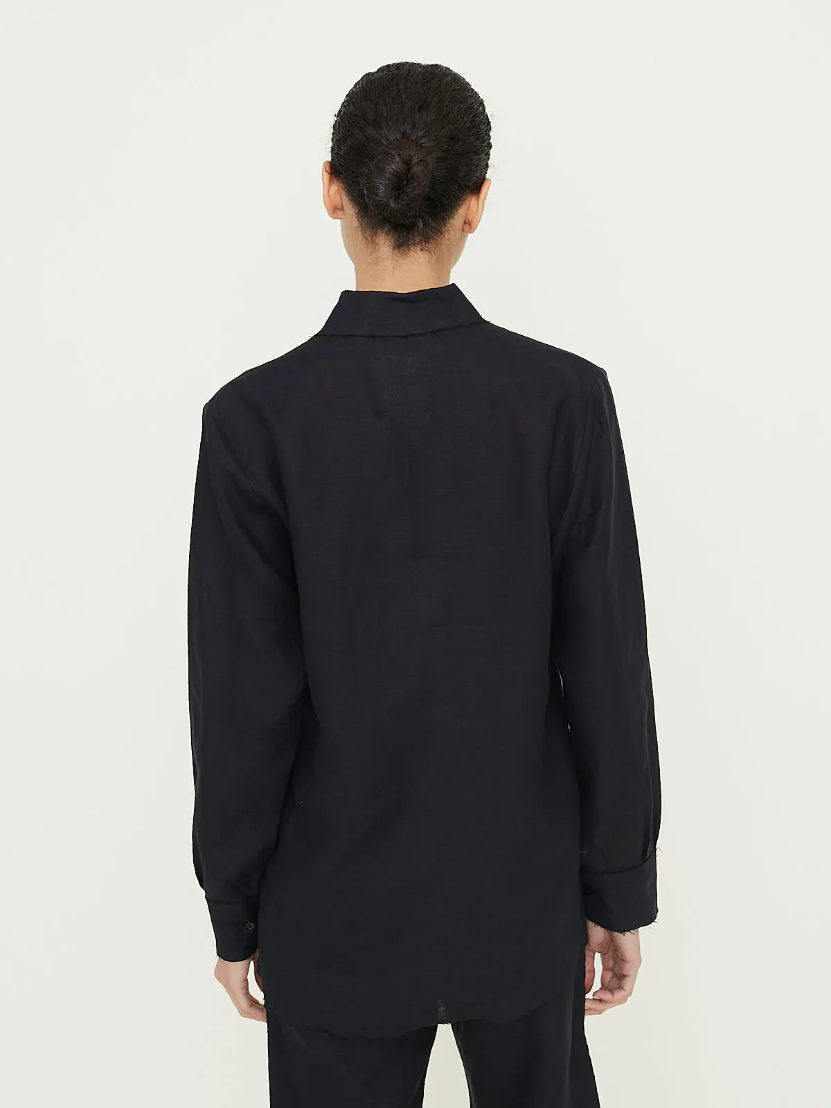 No. 197 Solbiati Fine Linen Shirt in Black