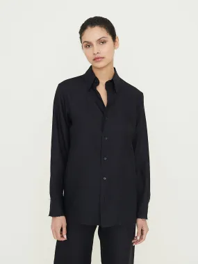 No. 197 Solbiati Fine Linen Shirt in Black