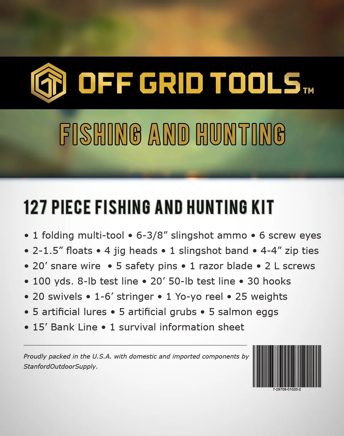 Off Grid Tools Fishing & Hunting - 127 Piece Fishing & Hunting Kit