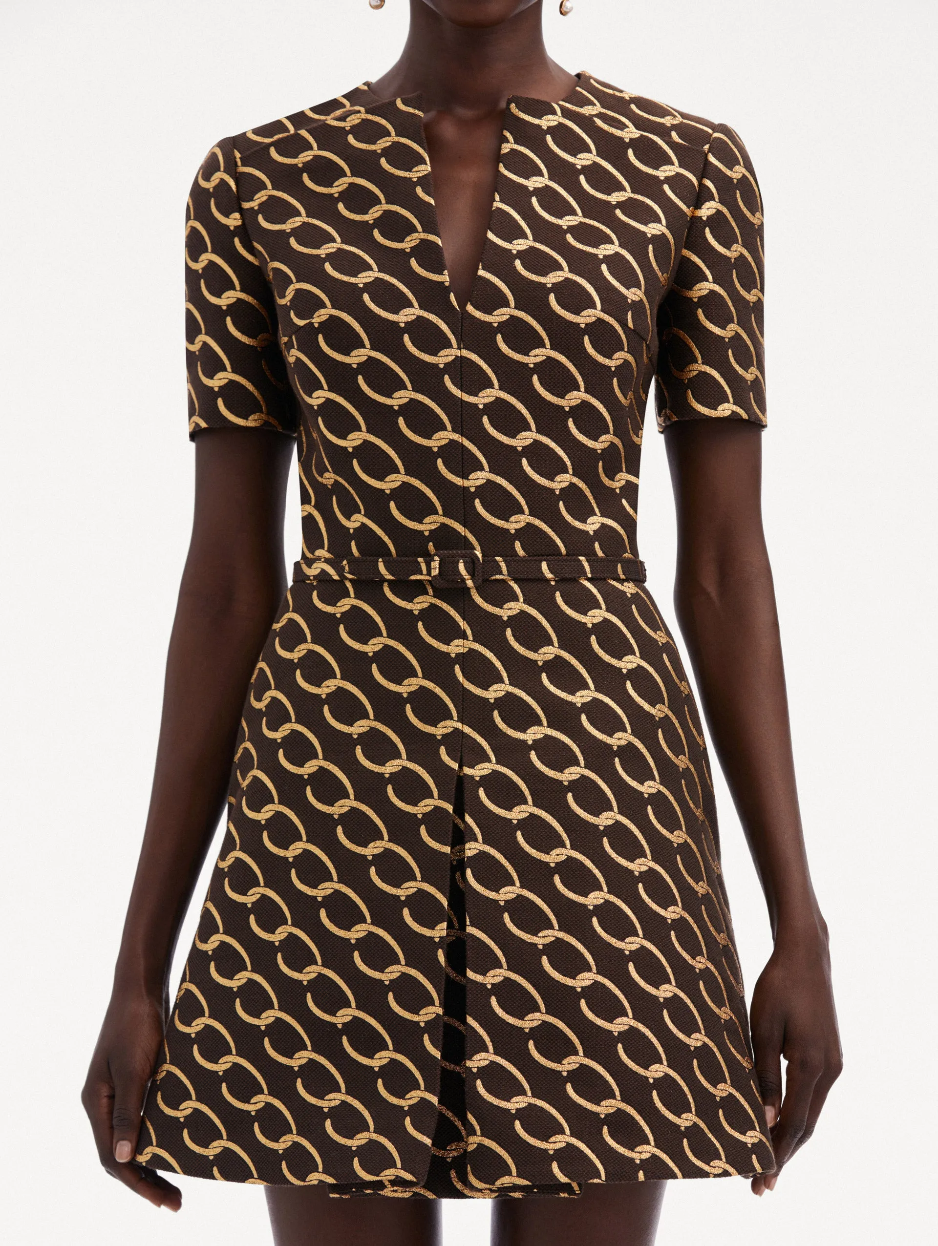 Oscar Chain-Link Jacquard Dress