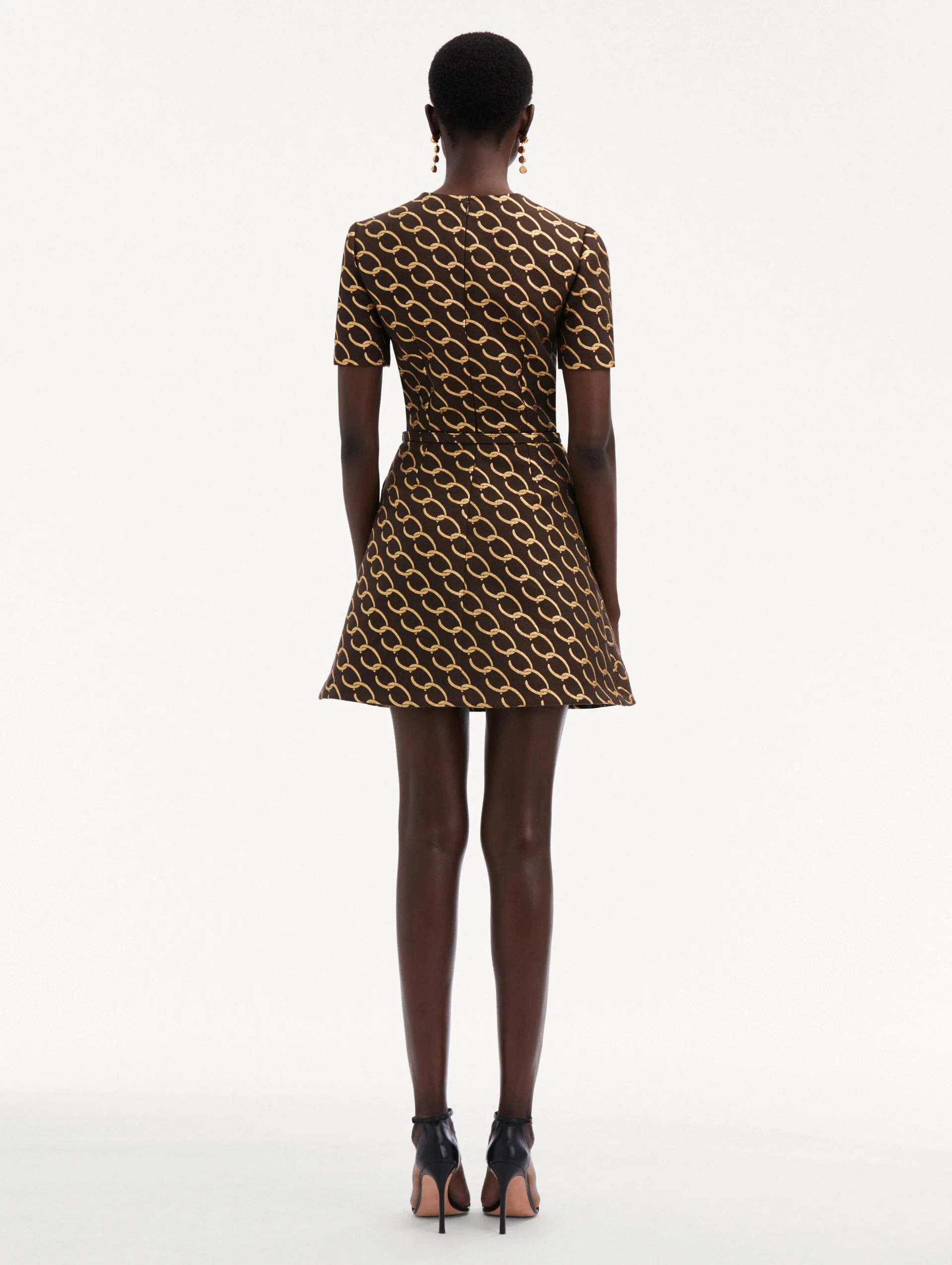 Oscar Chain-Link Jacquard Dress