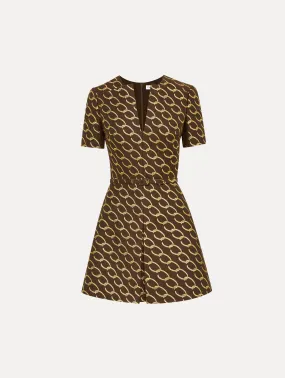 Oscar Chain-Link Jacquard Dress