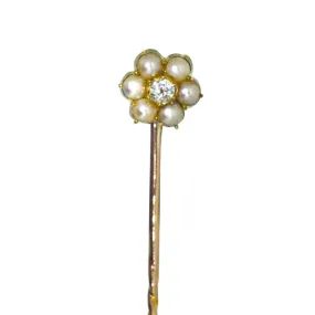 Pearl & Diamond Stick Pin