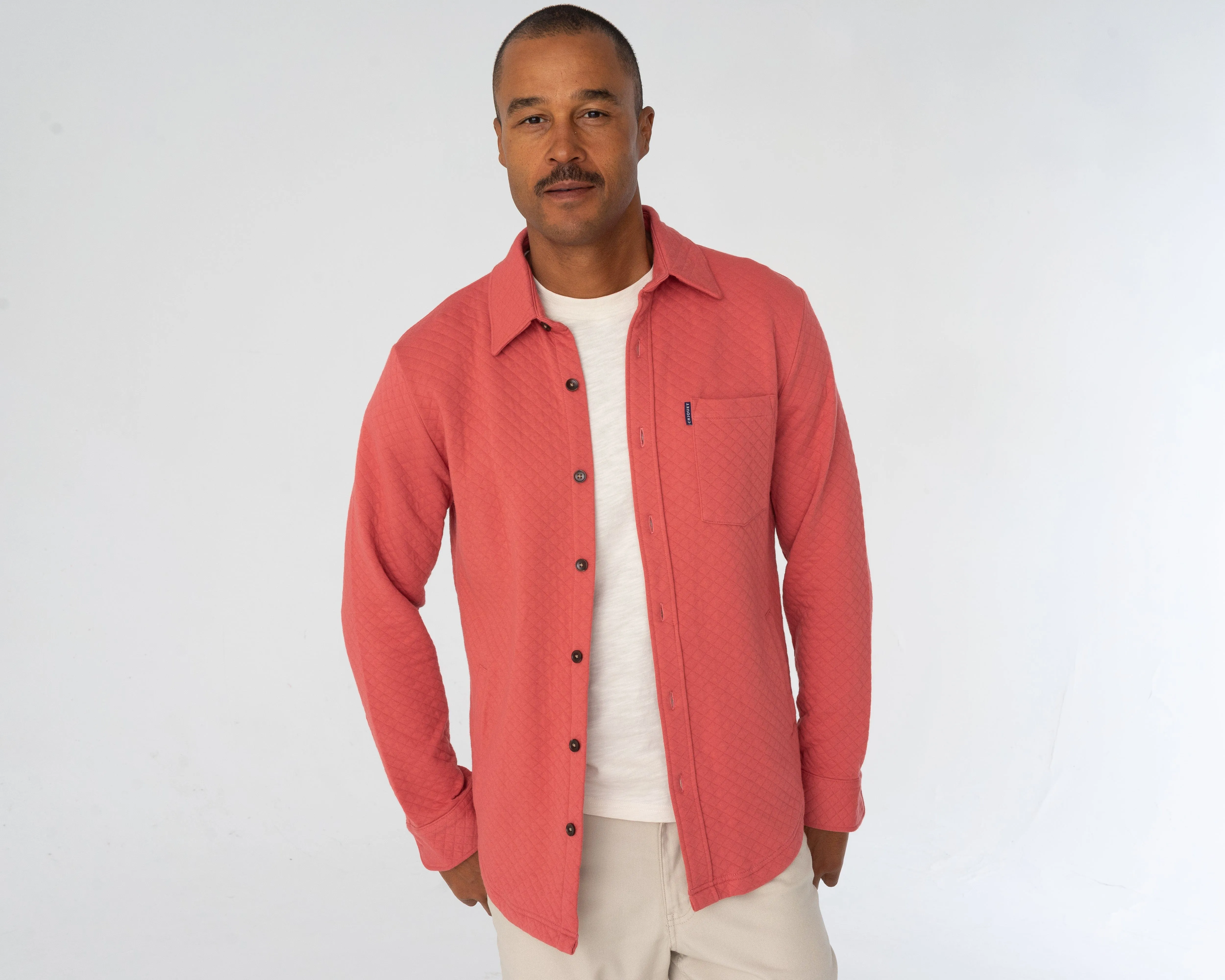 Quilted Knit Overshirt - Brick