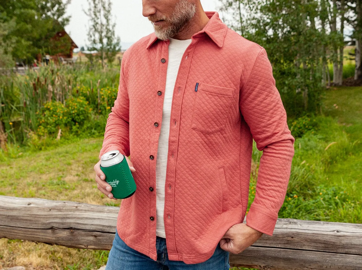 Quilted Knit Overshirt - Brick