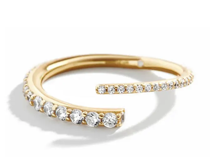 Ring | Pia Pavé C | Adjustable | Cubic Zirconia |  18K Gold Plated