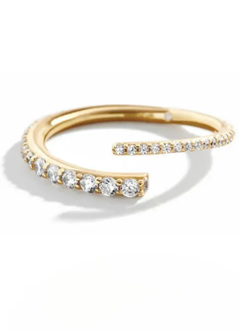 Ring | Pia Pavé C | Adjustable | Cubic Zirconia |  18K Gold Plated