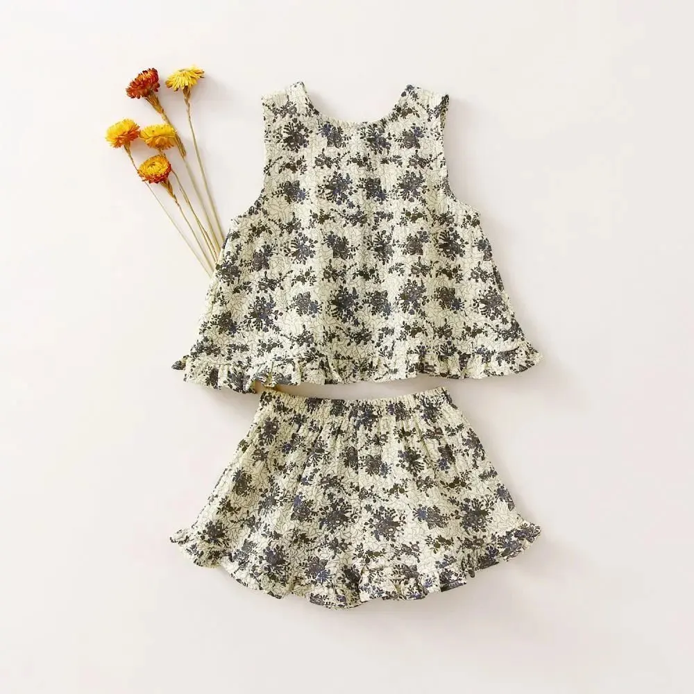 Ruffle Floral Vest Top & Flowy Shorts Set