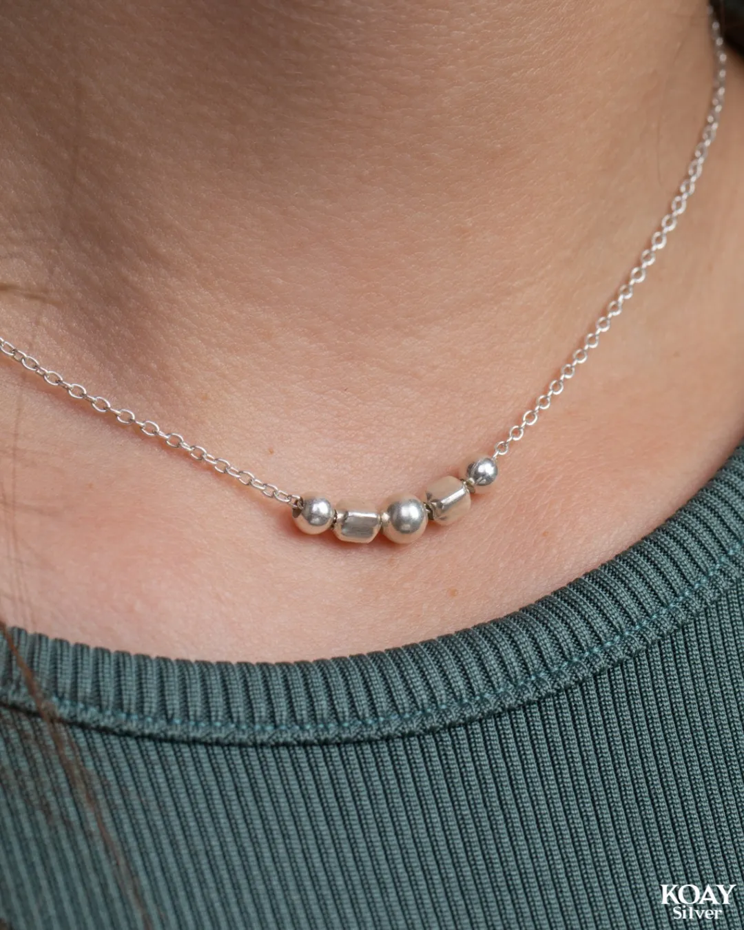 Silver Balls And Square Necklace