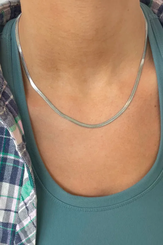 silver herringbone necklace - 3MM