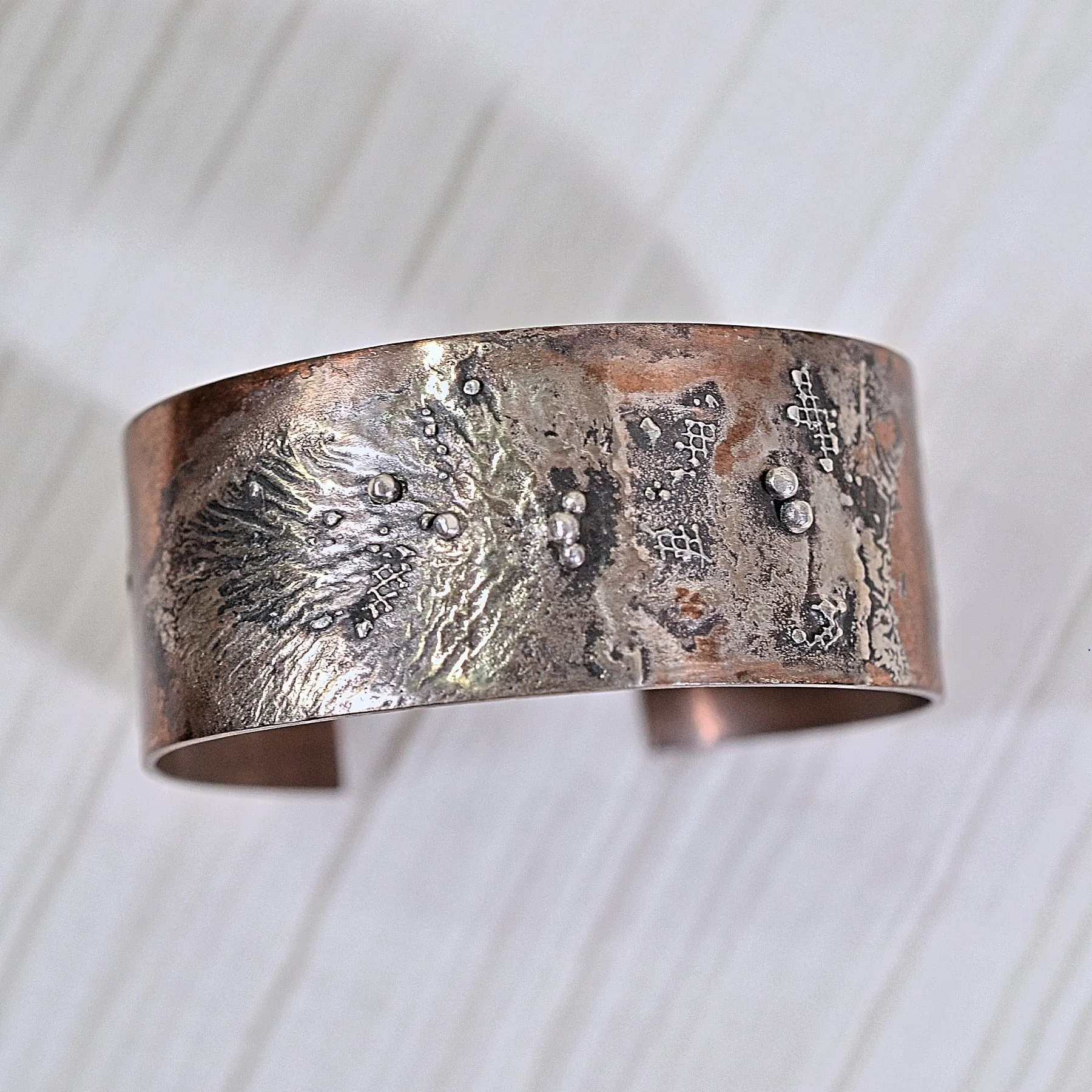 SOLD Modernist Copper Mixed Metal Brutalist Bracelet OOAK