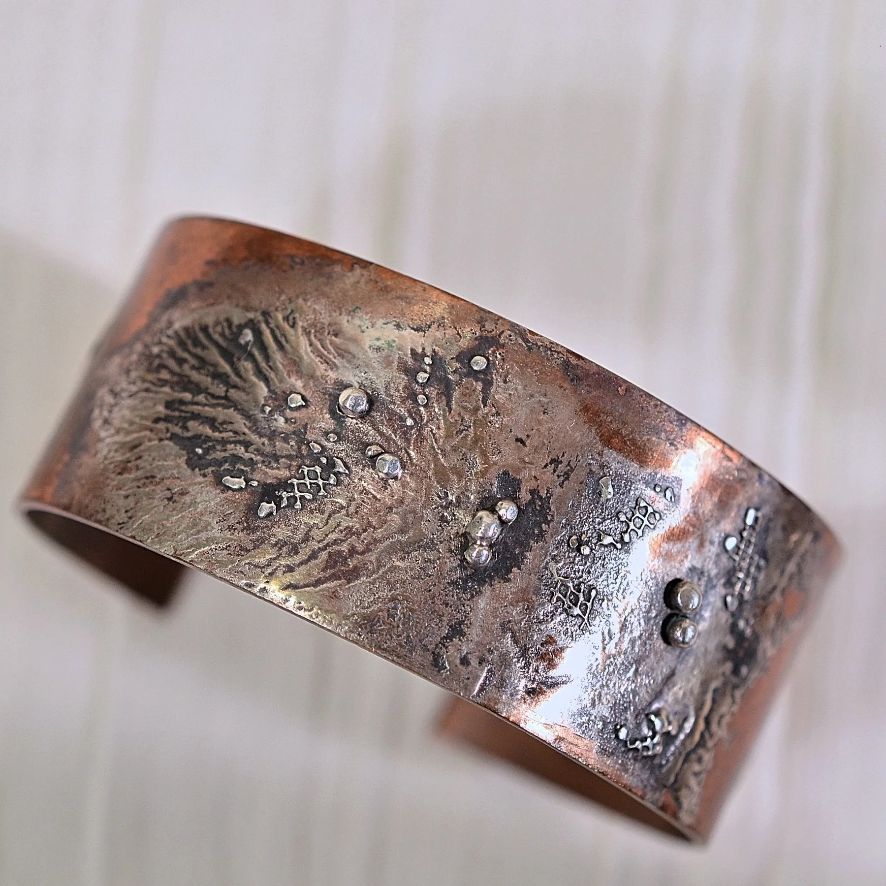 SOLD Modernist Copper Mixed Metal Brutalist Bracelet OOAK