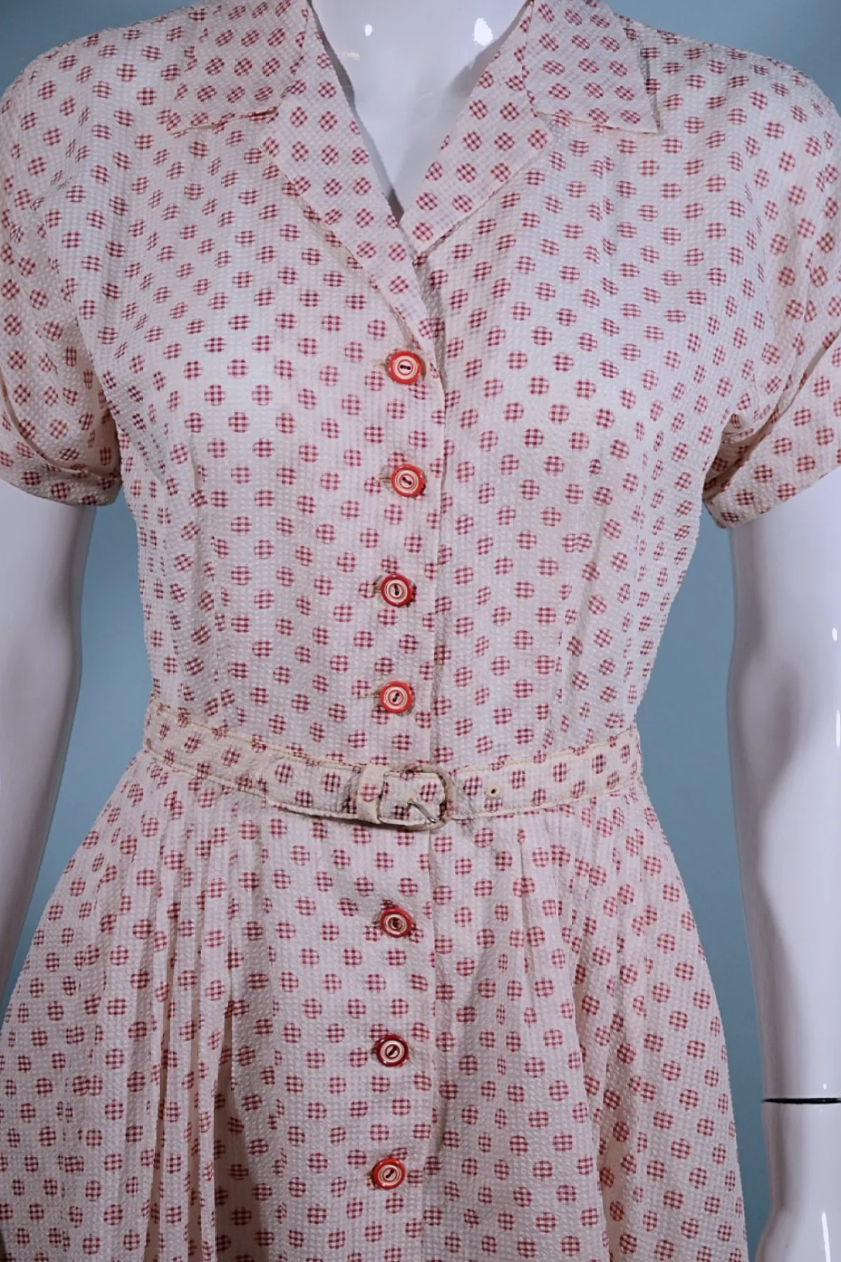 SOLD Vintage 50s Red Check Fit & Flare Dress S