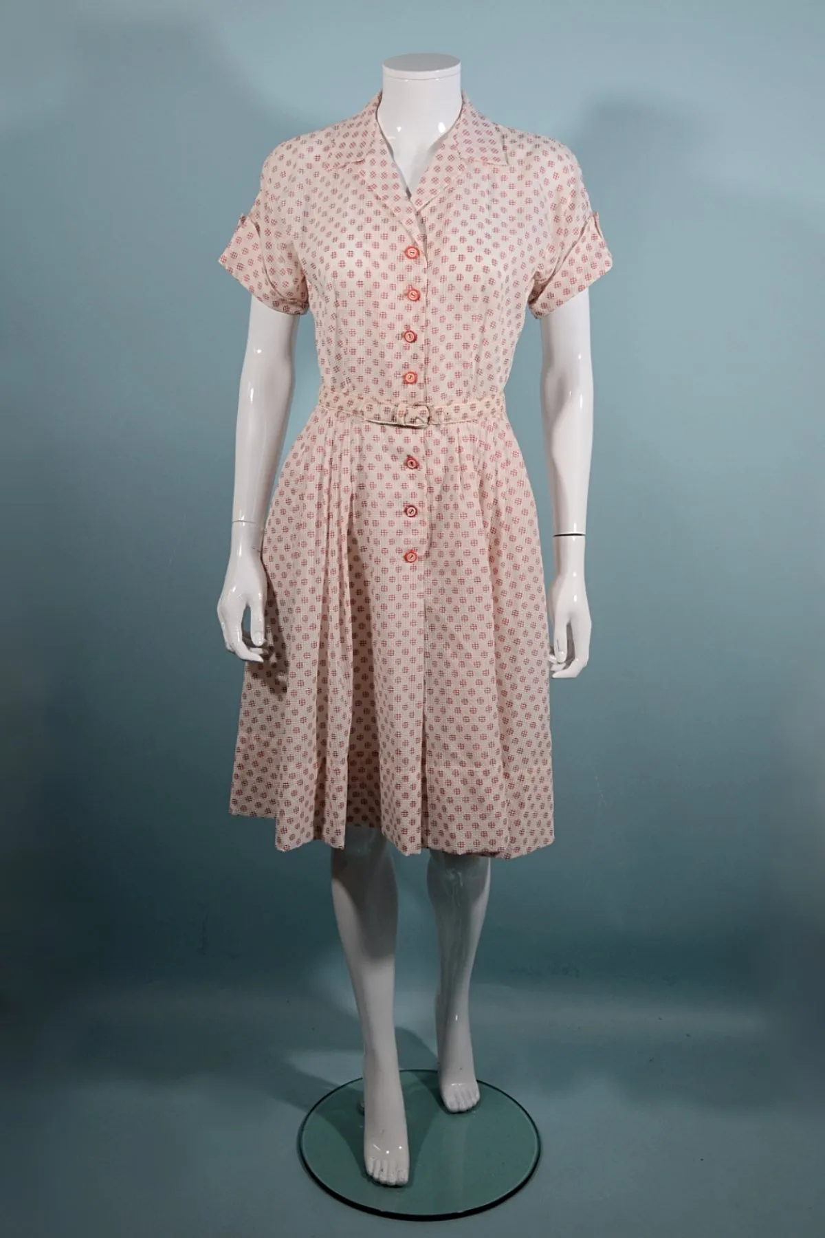 SOLD Vintage 50s Red Check Fit & Flare Dress S