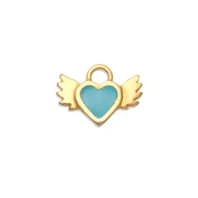 Turquoise Enamel Winged Heart