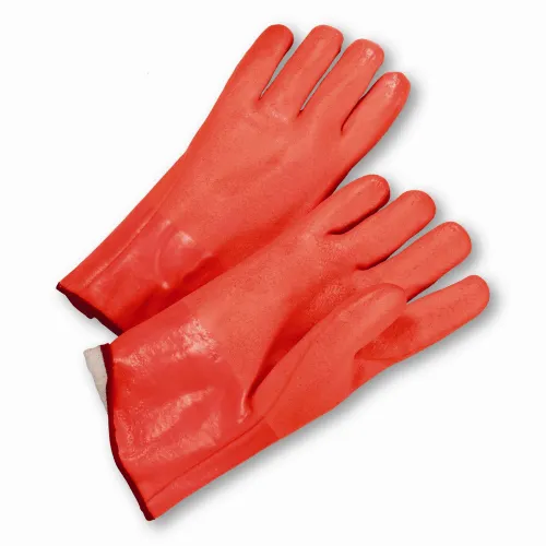 West Chester 1027ORF 12" PVC Glove, Foam Lined, Rough, Orange, 12 pair